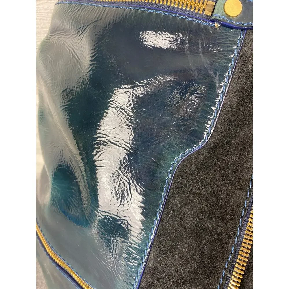 Jimmy Choo Blue Liquid Patent Leather Large Mona Tote Bag Authentic w/ dust bag - Picture 5 of 16